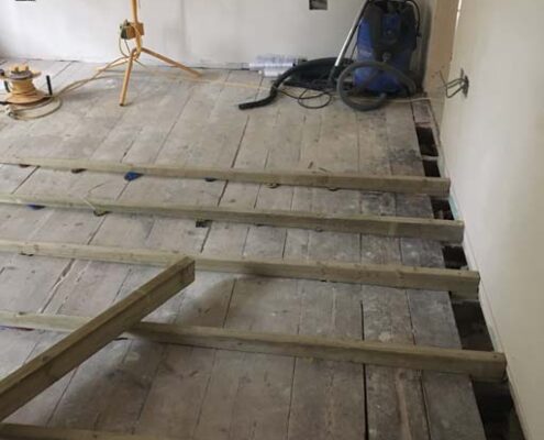 Re-leveling the floor with timber battens