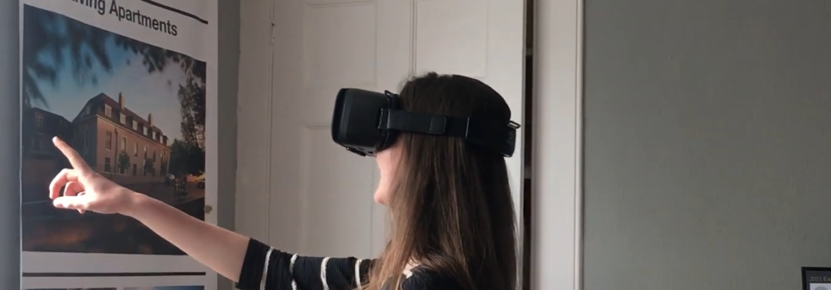 Our client wearing a virtual reality headset